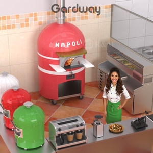 Comercial Industrial al aire libre arcilla eléctrica Pizza horno Gas giratorio madera fuego 500 grados máquina napolitana para restaurante venta - Product Image 1
