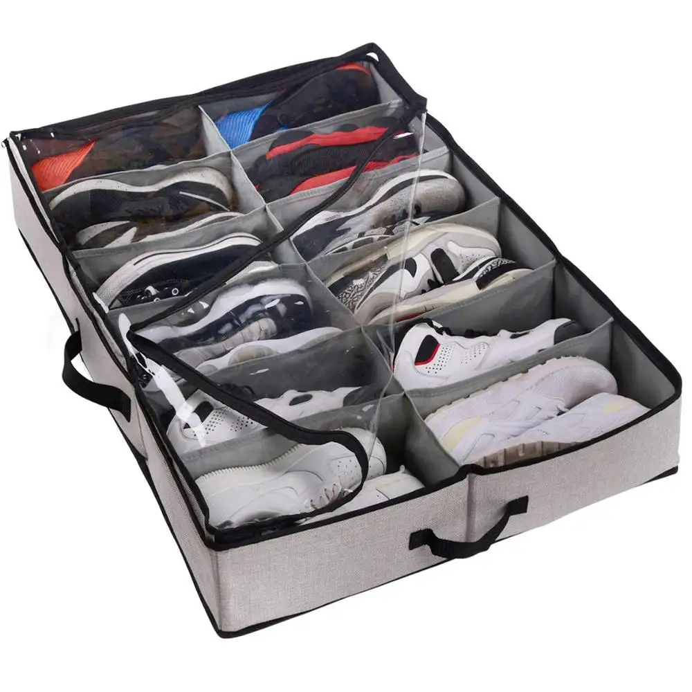 Sturdy & Breathable Materials Underbed storage bag storage bins Under the Bed Shoe Organizer Fits for Kids Men & Women Shoes