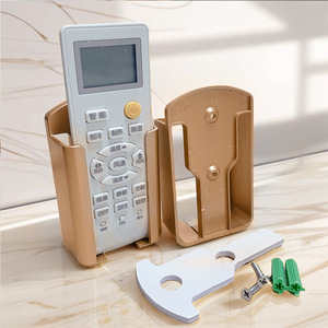 Air Conditioner <b>Remote</b> <b>Control</b> <b>Storage</b> Box Wall Mounted No Drill Frosted Gold Plastic Desktop Organizer For Home And Hotel Use - Product Image 1