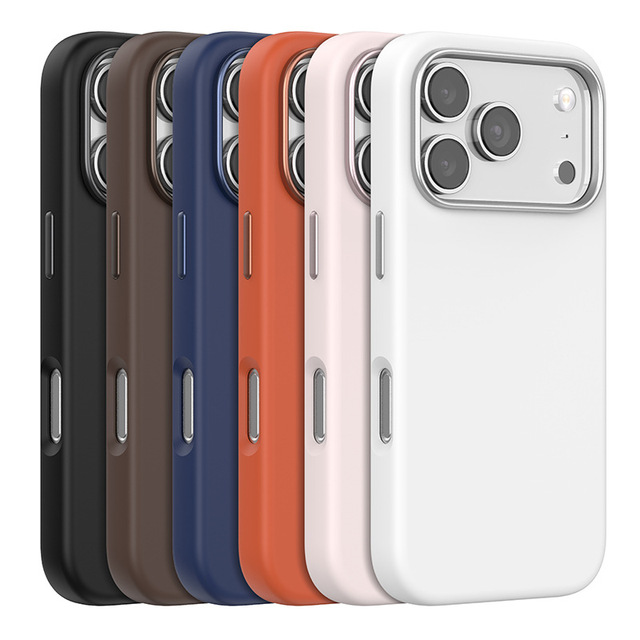 Liquid Silicone Magnetic Metal Button Full Protect Phone Case for Iphone 17 Pro Max