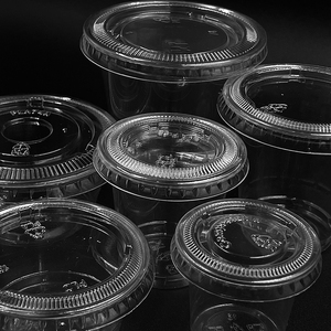 Les pots jetables compostables clairs de portion de PLA emportent la tasse ronde de sauce <span class=keywords><strong>bioplastique</strong></span> avec des couvercles - Product Image 6
