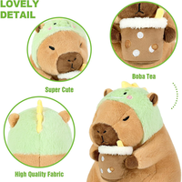Haute qualité Capybara en peluche oreiller dinosaure boire du thé au lait Animal en peluche Capibara peluches jouets cadeaux pour enfants marron