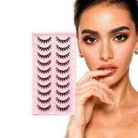 10 paires de faux cils synthétiques européens et américains 3D multi-niveaux auto-adhésifs, sans cruauté, réutilisables, avec paillettes phosphorescentes