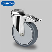 CASCOO 4 pouces roulettes de chariot pivotantes industrielles roue à usage moyen en acier inoxydable plaque supérieure en caoutchouc thermoplastique polypropylène