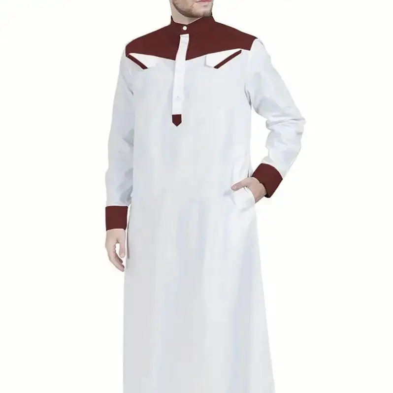 ملابس رجالي عربي إسلامي بأكمام طويلة فضفاض ياقة قائمة مرقع عباية روب الشرق الأوسط إسدال إسلامي دبي