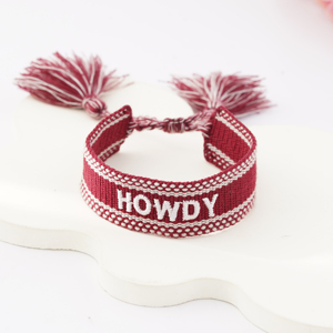 Bracelets personnalisés pour le jour du match, bracelet brodé ajustable Howdy, bracelet d'amitié tissé - Product Image 3