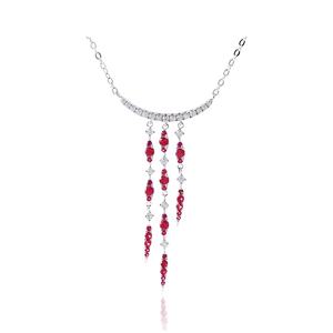 Joyería de Estilo Coreano ATTA GEMS para Mujer, Plata de Ley 925 Auténtica, Collar con Colgante de Rubí Creado para Compromiso - Product Image 1