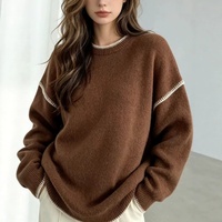Nouveau pull décontracté ample à col rond et coutures contrastées, style coréen, pour femme, collection automne/hiver 2026
