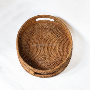 Plateau de service en rotin naturel fait main de forme ovale directement d'Indonésie - Product Image 4
