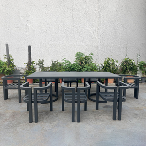 Meubles en aluminium thermolaqué, table et chaises de salle à manger d'extérieur modernes, vente chaude - Product Image 4
