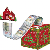 Boîte surprise de Noël pour tirer de l'argent, design créatif sapin de Noël et Père Noël, boîte vide pour cadeaux en espèces, idéale pour les fêtes de fin d'année