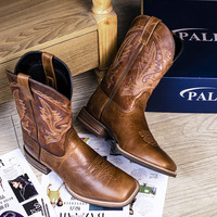 Bottes de cowboy occidentales en cuir véritable de vachette pleine fleur, style ethnique rétro, grande taille, vente en gros Xinzirain