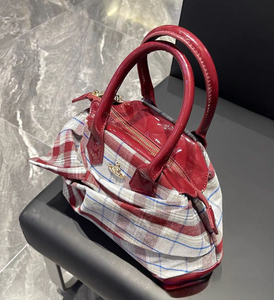 Bolso de Mano de Lona Retro Multifuncional, Cuadrado, Irregular, Rojo - Product Image 4