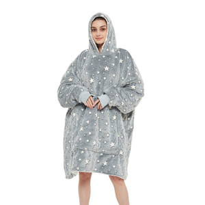 Manta con Capucha de Forro Polar Casual de <span class=keywords><strong>Invierno</strong></span> Más Vendida, Doble Capa, Engrosada, Transpirable, Suave y Cálida, <span class=keywords><strong>Pijama</strong></span> Ponible con Logotipo Frontal - Product Image 5