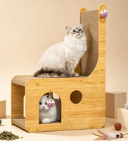 PetLead Vente en gros Grande Maison à gratter pour chat multifonctionnelle en carton ondulé et MDF, design géométrique simple, pour usage professionnel et domestique