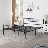 Cadre de lit en métal noir sur mesure, montage facile, robuste, pour appartement, location, dortoir, maison, hôtel