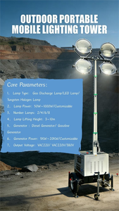 Новая конструкция передвижной осветительной мачты на прицепе с электрогенератором постоянного тока, высота мачты 6м, 7м, 8м, светодиодное освещение IP66 - Product Image 4