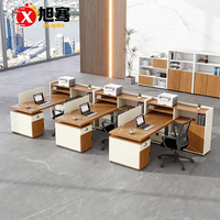 Bureau de travail partagé de haute qualité pour 3 personnes, ensemble de bureaux pour personnel, table de poste de travail pour espace ouvert avec cloison