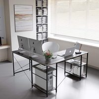 Bureau en forme de L avec panneaux réversibles, montage de panneau long ou court à droit ou gauche, table d'ordinateur de bureau