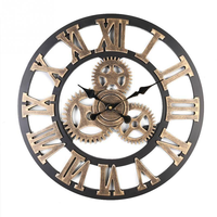 Jam Dinding Kayu Solid Mewah 3D Custom Moving Gear, Jam Dinding Dekorasi Rumah Modern Buatan Tangan OEM