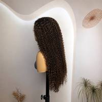 Perruques Lace Front Afro Kinky Curly Marron Jerry pour Femmes, 10 Pouces, Dentelle HD Transparente, Longueur Moyenne, Petites Boucles Volumineuses, Usage Quotidien