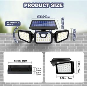 مصباح حديث للحدائق الشمسية IP65 ، مصباح خارجي مقاوم للماء 3 جوانب 74 LED - Product Image 5