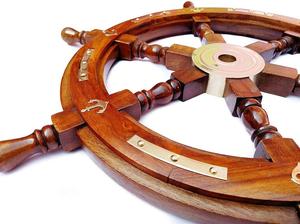 Premium 12 pouces nautique marin fabriqué à la main en laiton en bois bateau roue luxe cadeau décor pour bateau mur signes bois artisanat - Product Image 5