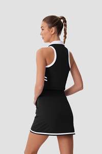 <span class=keywords><strong>2</strong></span>-delige Gymkleding Voor Dames Nieuw Ademend Mouwloos Polovest En Tennisrok Golfgym Hardlooppakken Tenniskleding Xs - Product Image 6