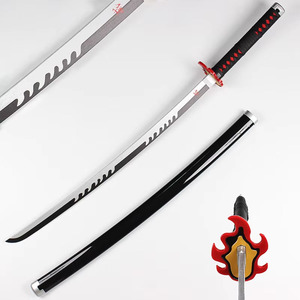 Katana <span class=keywords><strong>de</strong></span> entrenamiento <span class=keywords><strong>de</strong></span> madera <span class=keywords><strong>Tanjiro</strong></span> Hinokami Kagura <span class=keywords><strong>de</strong></span> 104 cm, <span class=keywords><strong>espada</strong></span> Nichirin sin filo con protector <span class=keywords><strong>de</strong></span> llama roja - Product Image 5