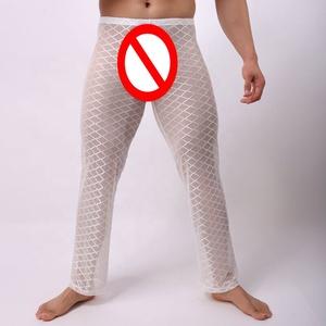 <strong>Mens</strong> <strong>See</strong> <strong>Through</strong> Lounge <strong>Pants</strong> Striped Sheer Mesh Pyjama Trousers Transparent Sexy Lingerie Bottoms Underwear Black <strong>Pants</strong> - Product Image 6