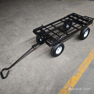Chariot en métal robuste de 1200 livres chariot de cour à lit plat côtés en maille amovibles rouleau conteneur jardin ferme cour chariot à benne basculante OEM - Product Image 5