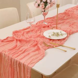 Nappe en <span class=keywords><strong>organza</strong></span> pour hôtel, décoration <span class=keywords><strong>de</strong></span> mariage, <span class=keywords><strong>chemin</strong></span> <span class=keywords><strong>de</strong></span> <span class=keywords><strong>table</strong></span> personnalisable en tissu froissé - Product Image 6