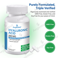 Capsules d'acide hyaluronique Aeglewell en marque propre, complément alimentaire, capsules d'acide hyaluronique, complément pour la santé de la peau