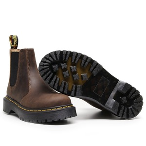 Botas Chelsea - Botas de Motociclista con Plataforma para Mujer - Botas Cortas de Cuero Genuino con Suela de Cuña Baja - Product Image 4