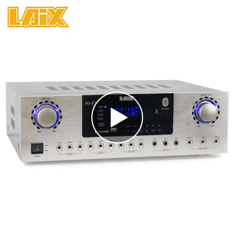 Laix Audio 100 واط المهنية التحكم عن بعد الرقمية صدى AV خلط KTV نظام الكاريوكي مكبر للصوت