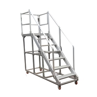 Escalier industriel sur mesure HanTe Factory, plateforme en aluminium avec roues, échelle en aluminium pour avion