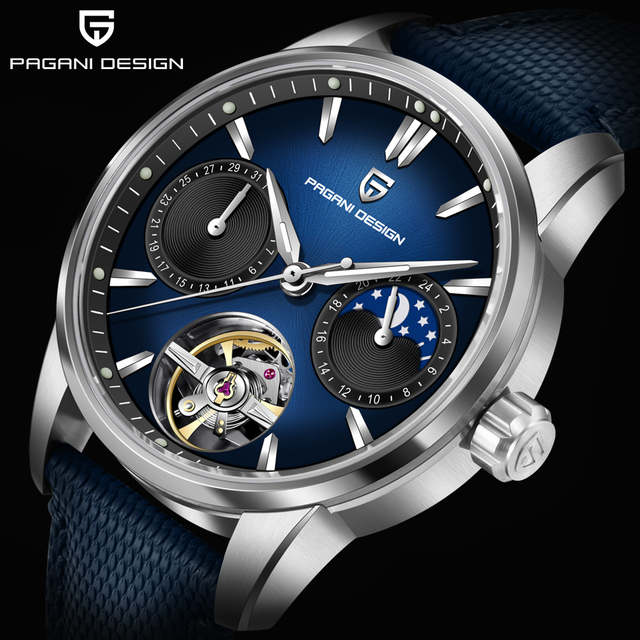 PAGANI DESIGN PD-YS021 Men Mechanical Watch Sapphire Glass Automatic New 41MM Pilot's Hollow Moon Phase Leisure Fashion Watches