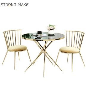 Muebles de sala modernos cromo oro de base de acero inoxidable tapa de vidrio templado MESA DE CAFÉ ESPECIAL - Product Image 4