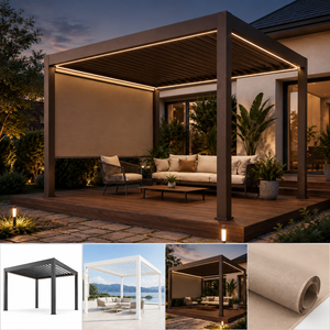 <span class=keywords><strong>Pergola</strong></span> moderne en aluminium pour l'<span class=keywords><strong>hiver</strong></span> et l'été, avec une efficacité énergétique supérieure, un design durable et écologique, légère, manuelle, 3x3, 3x4, 4x4m - Product Image 1