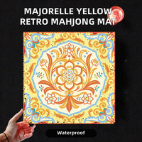 Tapis de table de poker et de mahjong de luxe pliable, motif floral mandala rétro, base jaune Majorelle, antidérapant, dos en caoutchouc absorbant les chocs