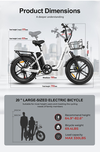 Bicicleta Eléctrica Plegable SAMEBIKE de 20 Pulgadas, Motor Trasero de 500D, Batería de Litio de 15 Ah, Neumáticos Anchos, Bicicleta Eléctrica Urbana con Frenos de Disco - Product Image 6