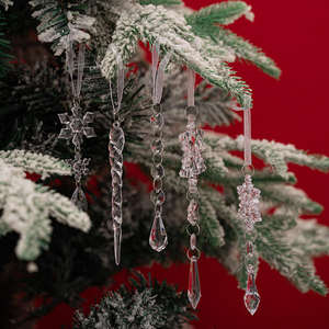 5 pièces bande de glace Transparent bord de glace acrylique clair flocon de neige pendentifs d'arbre de noël - Product Image 2