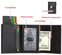 Dompet Kartu Kredit Tipis Anti Maling RFID Blocking dari Kulit PU Minibook Smart Business dengan Slot Airtag untuk Saku Depan