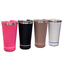 Tumbler Speaker Bluetooth Stainless Steel 16oz, Dinding Ganda Vakum Terisolasi, Anti Bocor, Mug Perjalanan