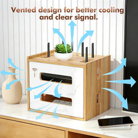 Organisateur de câbles en bois, support pour routeur, étagère pour dissimuler les câbles WiFi, boîte de rangement murale pour routeur avec trous pour câbles