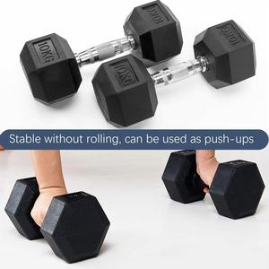 VIGFIT Factory Wholesale PEV Hex Home Gym Fitness <strong>Dumbbell</strong> <strong>Set</strong> 25LB 25KG Black Body Weight Workouts for Men &amp; <strong>Women</strong> - Product Image 4