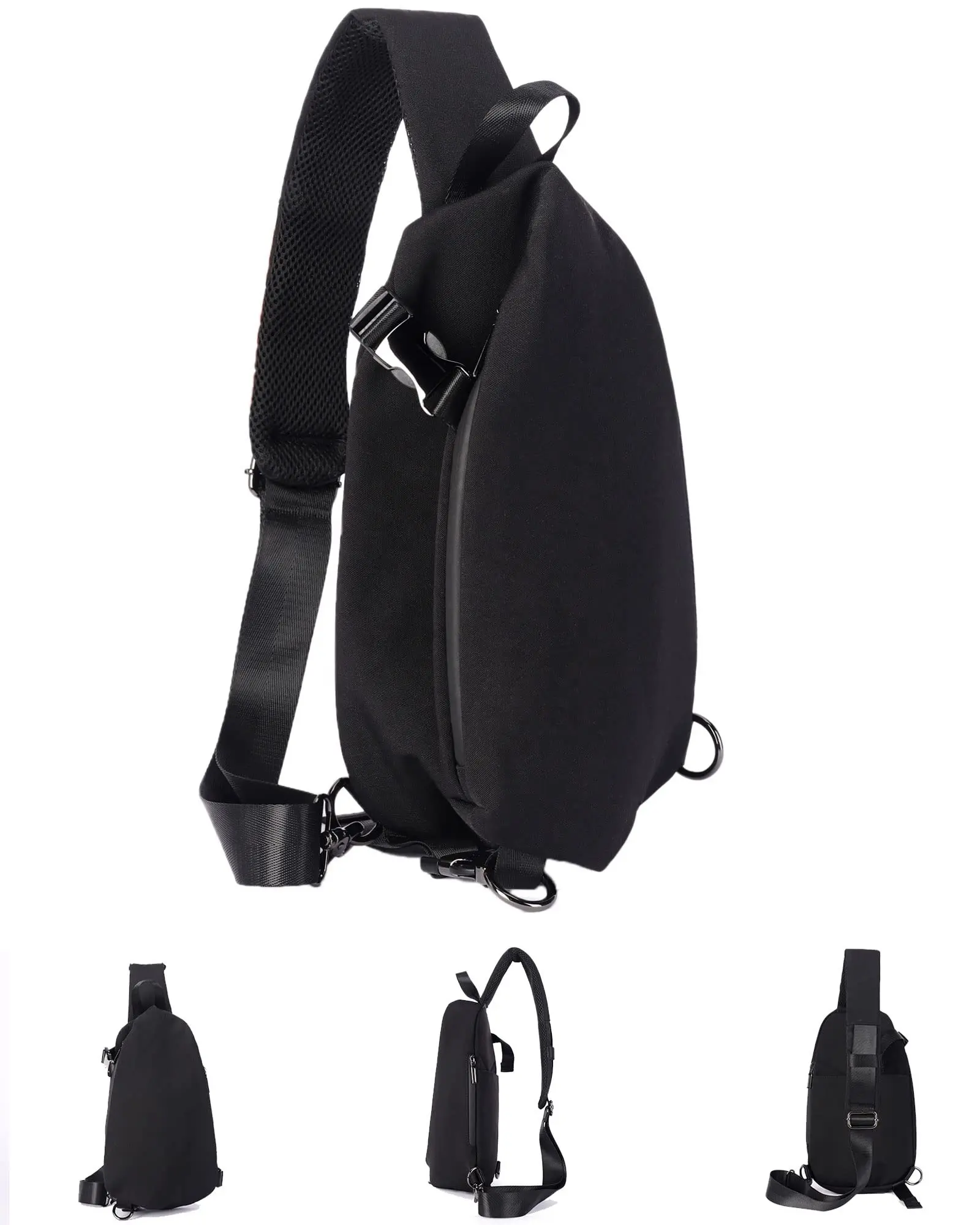 Small Black Sling Crossbody Backpack Shoulder Bag For Men Women Lightweight 1 Strap Backpack Sling Bag Backpack For Hiking Wa