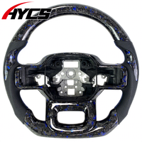 Pour Ford F150 3.5T Raptor R Lobo 2019-2025 Ranger Accessoires intérieurs de voiture Volant sport personnalisé en fibre de carbone forgée bleue