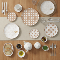 Service de Table en Porcelaine de Luxe Tressé en Rotin et Céramique, Assiettes, Tasses et Soucoupes pour Mariages, Hôtels et Restaurants – Vente en Gros