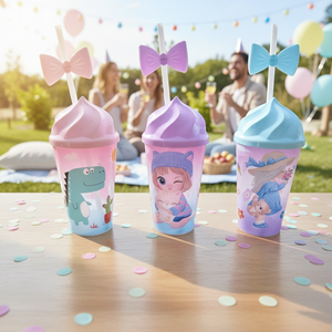 CASAMAX WL AD-0521A Bicchiere in Plastica con Coperchio, Design Divertente, 500ml, Moderno, Prodotto in Cina, Stampa a Trasferimento Termico, Gadget per Feste - Product Image 3